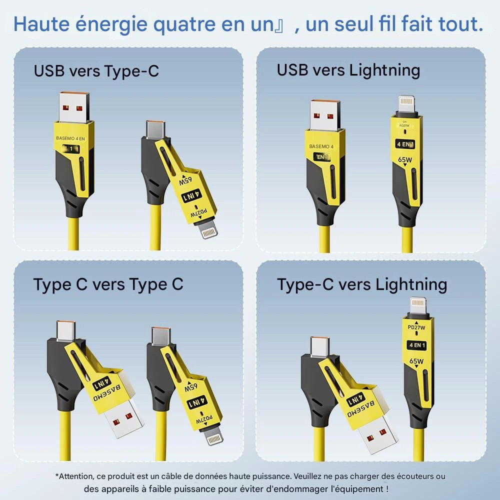 CâbleFlex™ – Le Câble 4-en-1 Ultra-Pratique 🚀