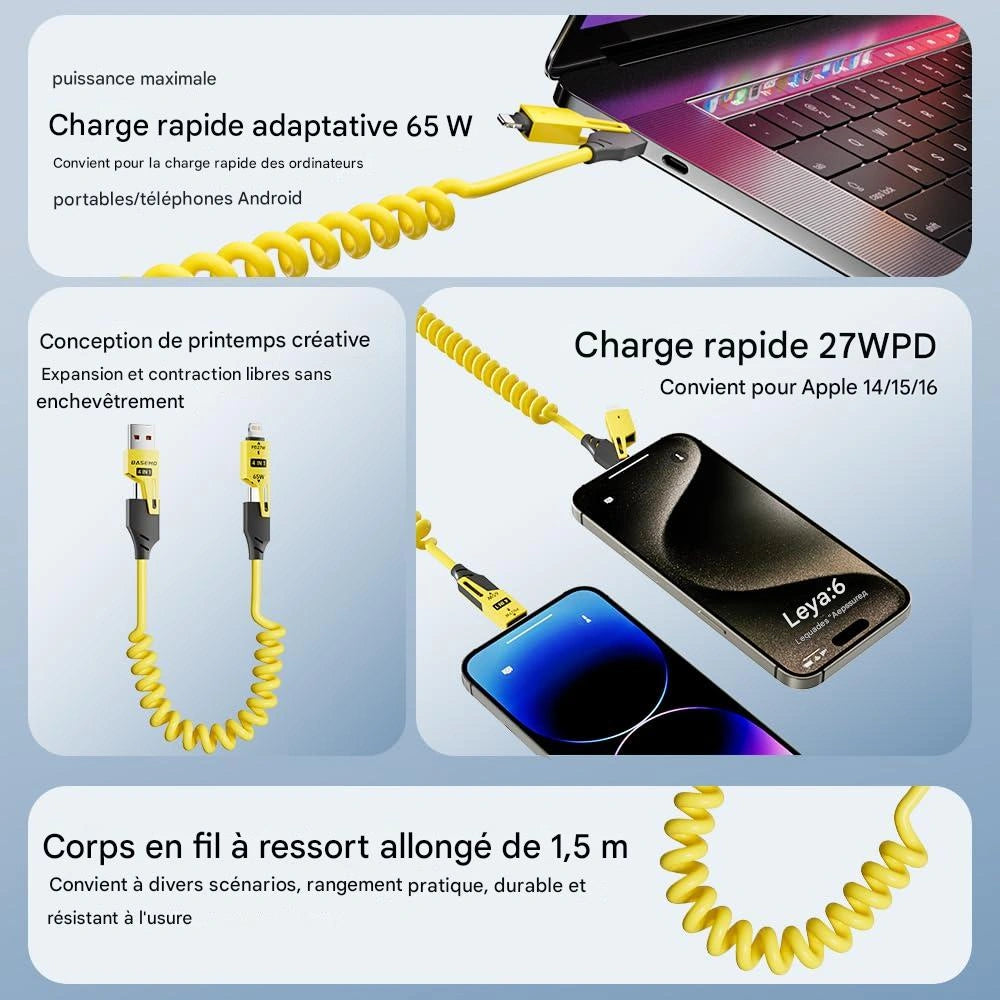 CâbleFlex™ – Le Câble 4-en-1 Ultra-Pratique 🚀